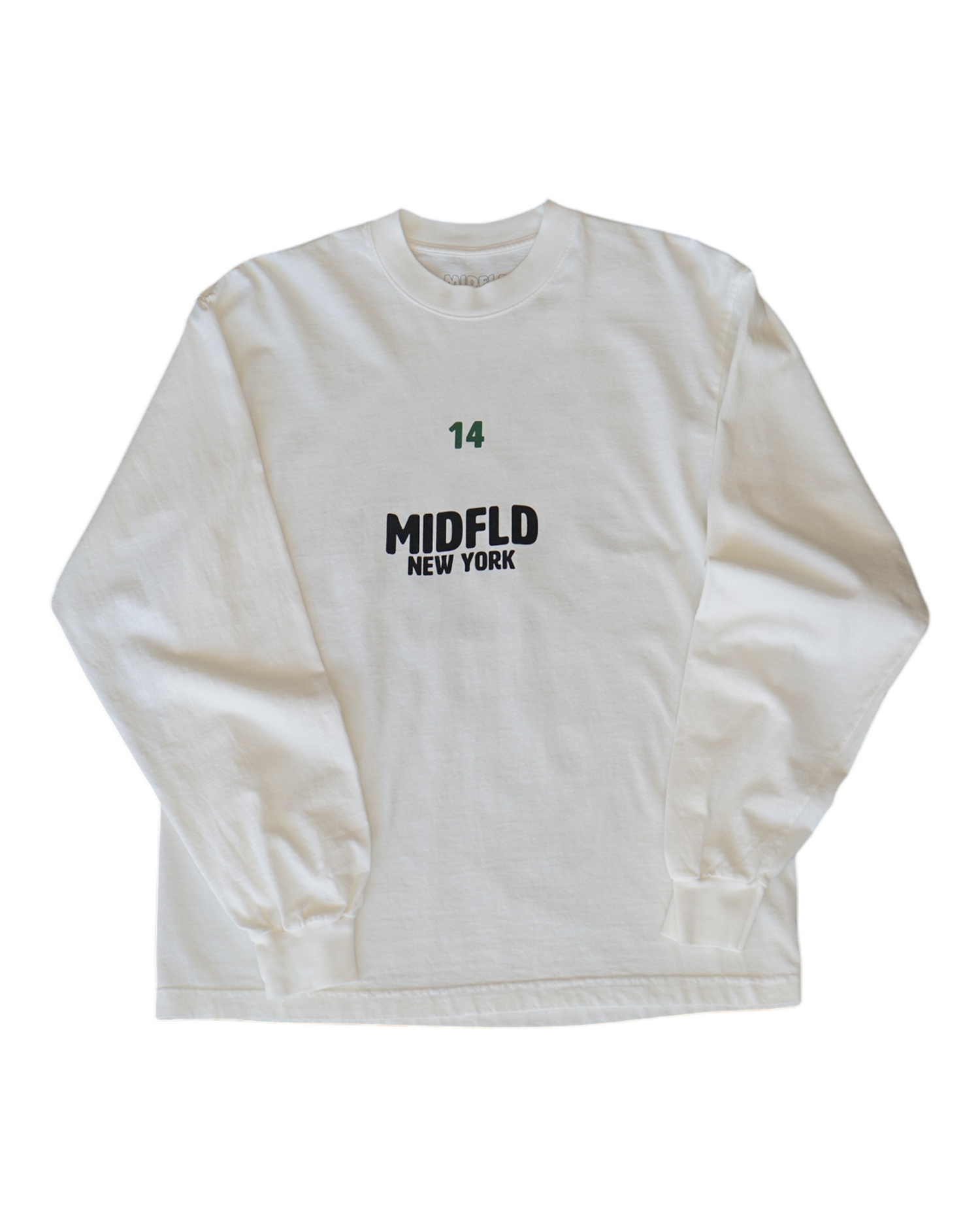 MIDFLD Right Here Long Sleeve Crewneck T-Shirt - Off White