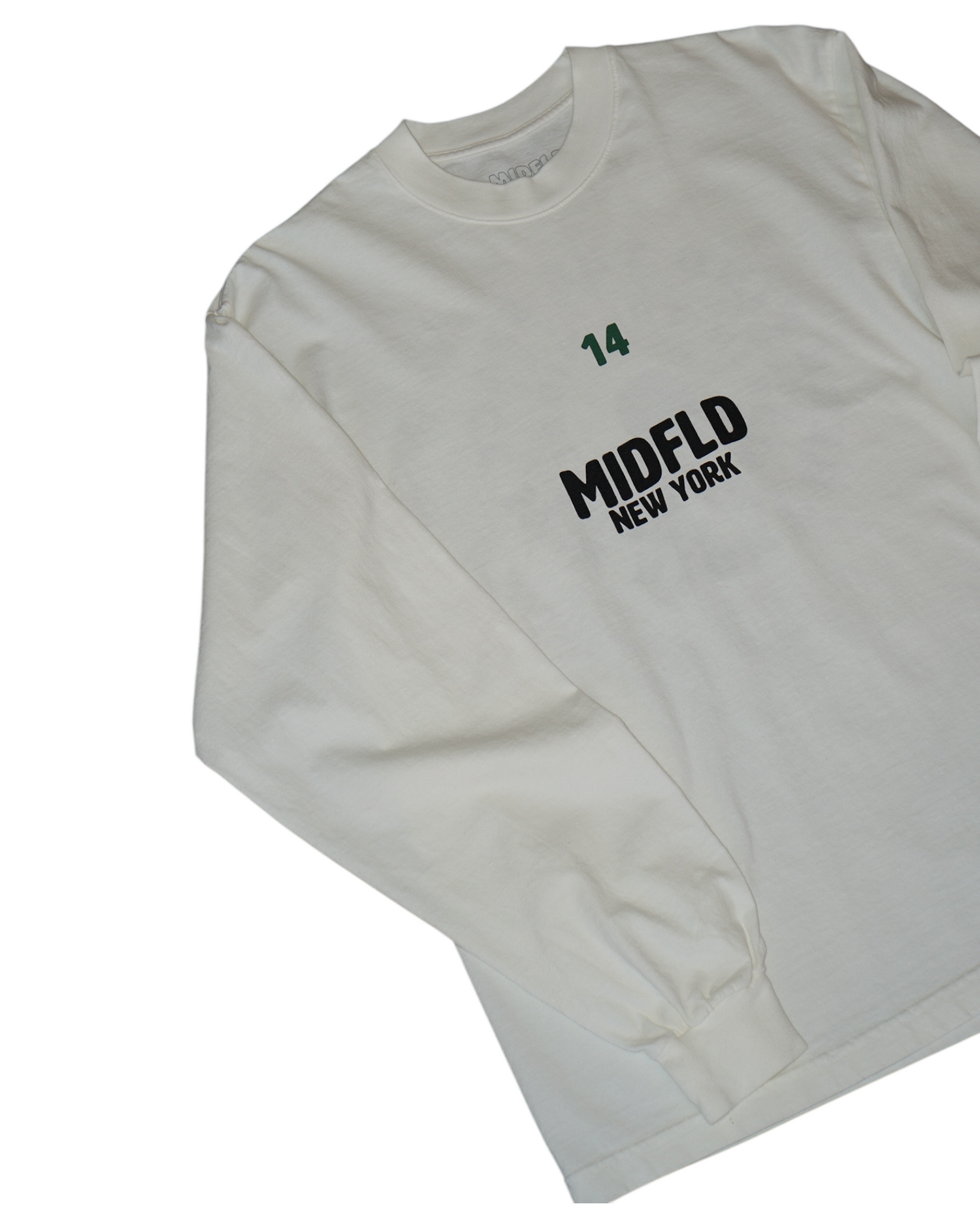 MIDFLD Right Here Long Sleeve Crewneck T-Shirt - Off White