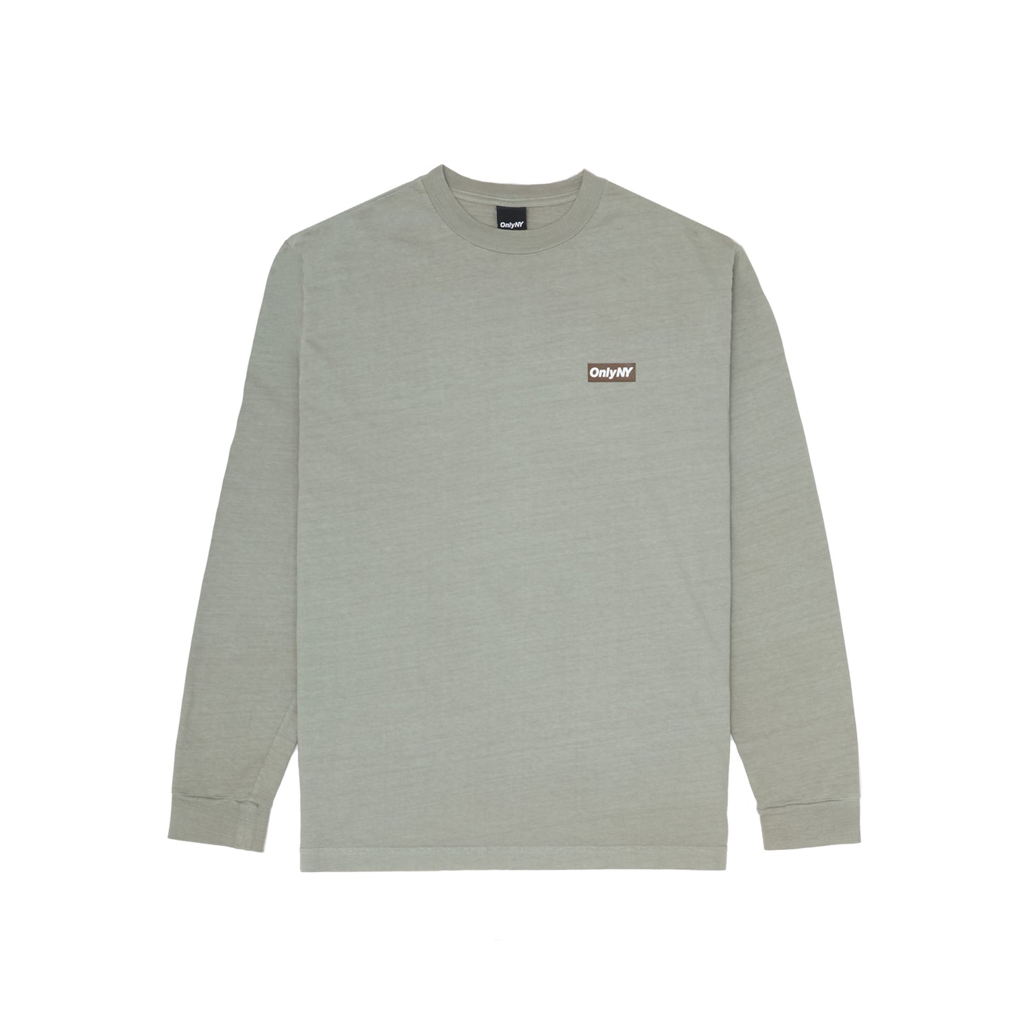 Only NY Block Logo Long Sleeve T-Shirt - Light Sage/Brown