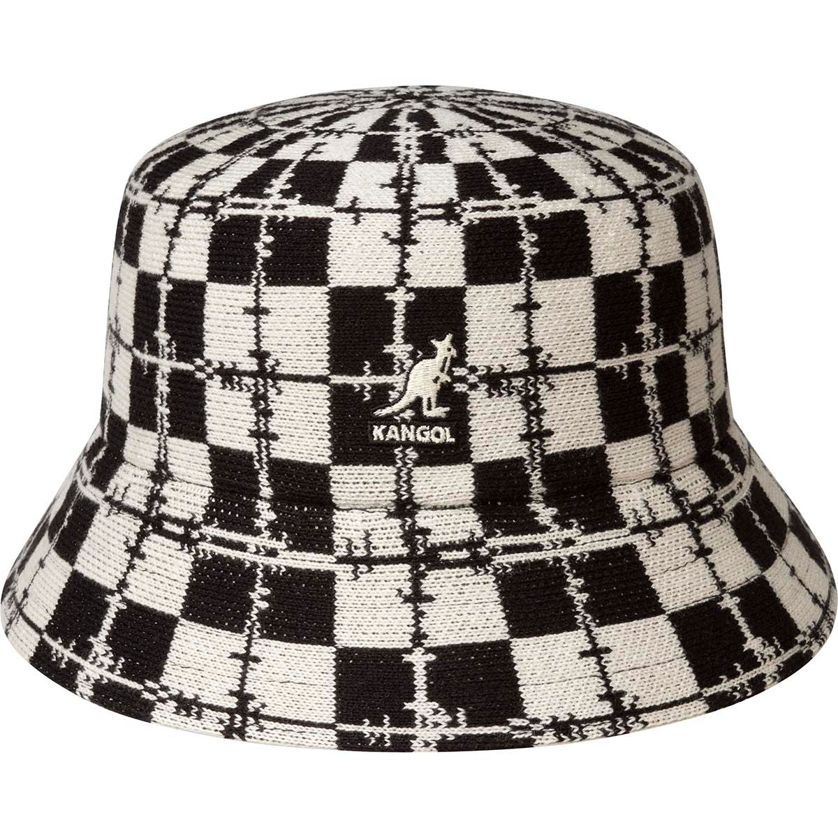 Kangol Barbed Check Bucket Hat - Black/Cream